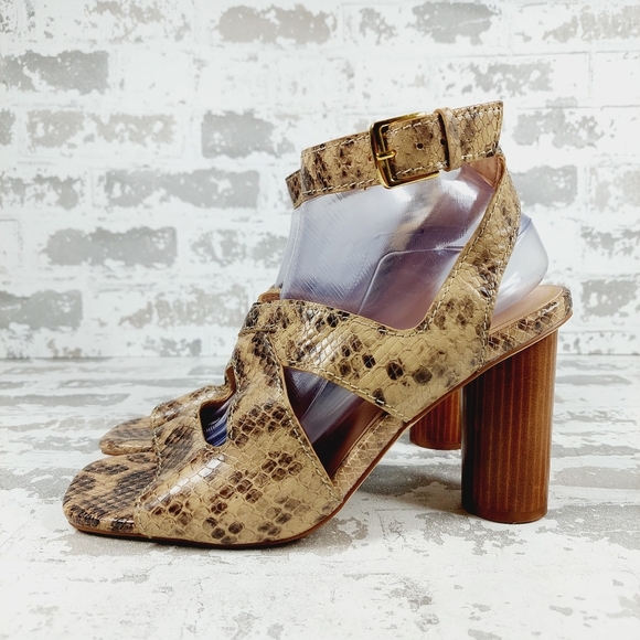New Cole Haan Casual Style Leather Python Heeled Sandals V610 - Picture 1 of 12